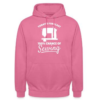 Prévision du jour 100% de chances de couture - Sewing Lo - Sweat-shirt à capuche unisexe - rose - Devant - Alina (178cm) & Michal (187cm)