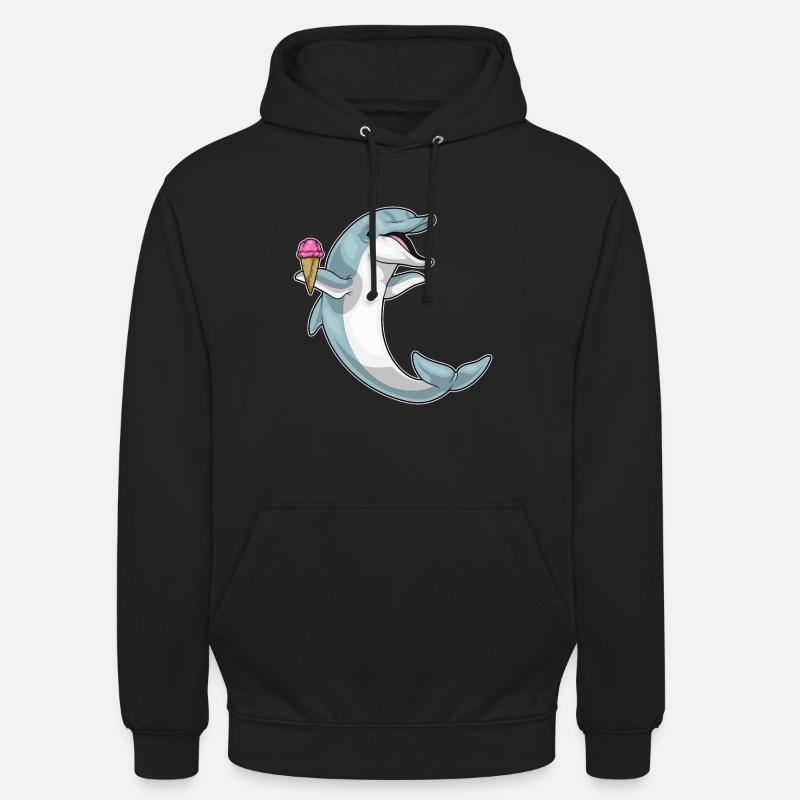Crème glacée aux gaufres Dolphin - Sweat-shirt à capuche unisexe - noir