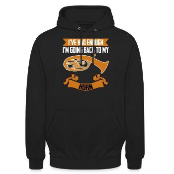 Tenorhorn Brass Instrument Orchestra - Unisex Hoodie - Schwarz - Vorne - Alina (178cm) & Michal (187cm)