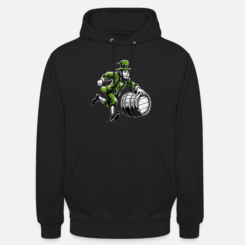 Fassschiebender Leprechaun (Irischer Kobold) - Unisex Hoodie - Schwarz