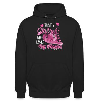 Big Floppa Caracal Cat Meme Girl qui aime Big Flo - Sweat-shirt à capuche unisexe - noir - Devant - Alina (178cm) & Michal (187cm)