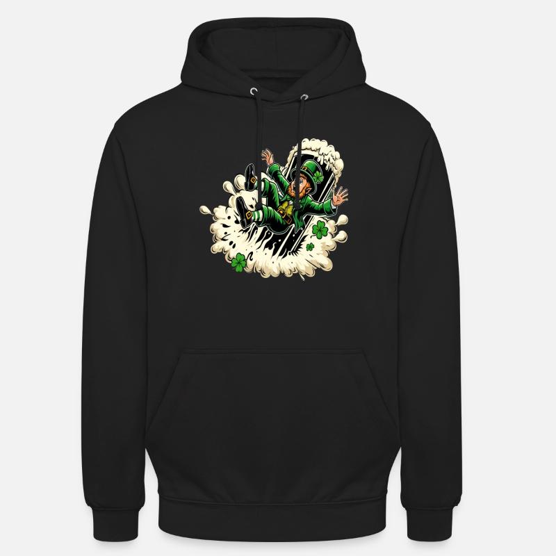 Fallender Leprechaun (Irischer Kobold) - Unisex Hoodie - Schwarz