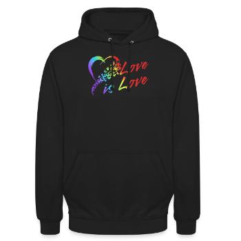 Gender Lesben, Schwule, Trans, Queer Regenbogen - Unisex Hoodie - Schwarz - Vorne - Alina (178cm) & Michal (187cm)