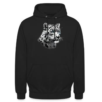 Snow Leopard Schneeleoparden Schneeleopard - Unisex Hoodie - Schwarz - Vorne - Alina (178cm) & Michal (187cm)