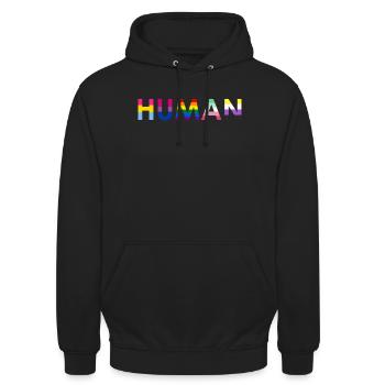 Gender Lesben, Schwule, Trans, Queer Regenbogen - Unisex Hoodie - Schwarz - Vorne - Alina (178cm) & Michal (187cm)