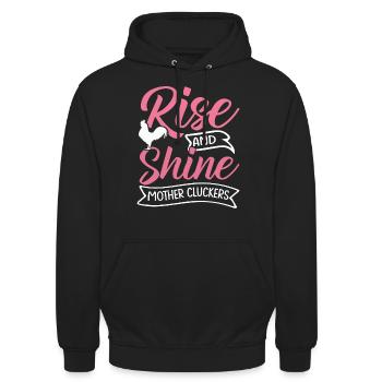 Lustige Hühnerstall Bauernhof Tier Aufstieg Glanz - Unisex Hoodie - Schwarz - Vorne - Alina (178cm) & Michal (187cm)