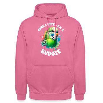 Budgie Saying - Unisex Hoodie - pink - Front - Alina (178cm) & Michal (187cm)