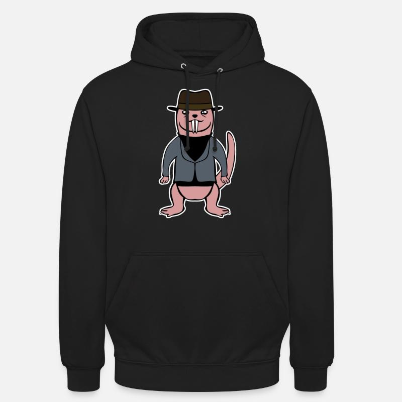 Pas si nu rat-taupe - Sweat-shirt à capuche unisexe - noir