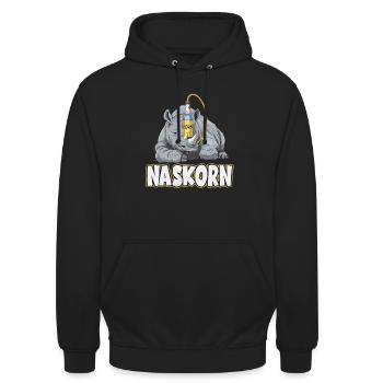 Naskorn Nashorn mit Korn - Unisex Hoodie - Schwarz - Vorne - Alina (178cm) & Michal (187cm)