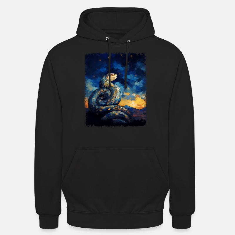 Kugelpython Schlange Sternennacht Gemälde - Unisex Hoodie - Schwarz