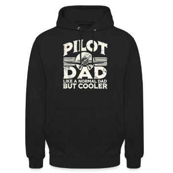 Pilot & Vater, Flugzeug, Flieger, Flugschule - Unisex Hoodie - Schwarz - Vorne - Alina (178cm) & Michal (187cm)