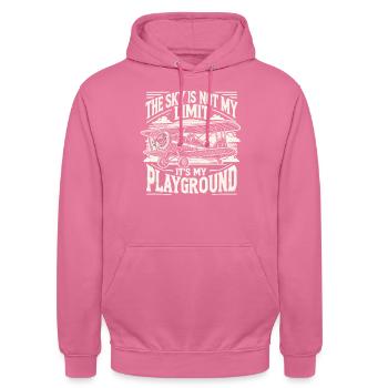 Pilot, Pilotin, Flugzeug, Flieger, Flugschule - Unisex Hoodie - Pink - Vorne - Alina (178cm) & Michal (187cm)