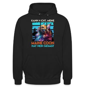 Maine Coon KANN NICHT MAINE COON SAGT NEIN - Unisex Hoodie - Schwarz - Vorne - Alina (178cm) & Michal (187cm)