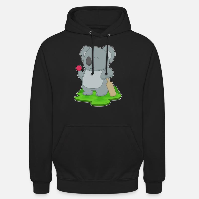 Koala Cricket Battes de cricket - Sweat-shirt à capuche unisexe - noir