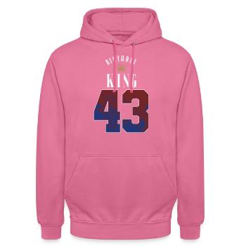 Birthday King 43 Jahre 43. Geburtstag Geschenk - Unisex Hoodie - Pink - Vorne - Alina (178cm) & Michal (187cm)
