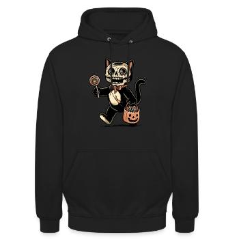 Chat zombie effrayant Trick Or Treat - Sweat-shirt à capuche unisexe - noir - Devant - Alina (178cm) & Michal (187cm)