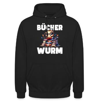 Bücherwurm - Lesen Ist Mein Hobby - Unisex Hoodie - Schwarz - Vorne - Alina (178cm) & Michal (187cm)