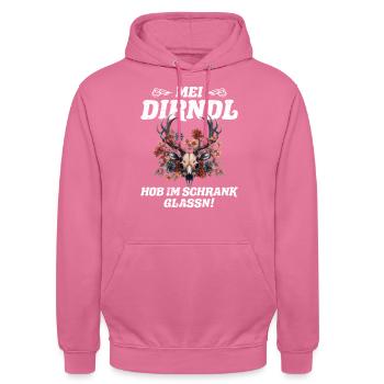 My Dirndl Left in the Closet Replacement Dirndl - Unisex Hoodie - pink - Front - Alina (178cm) & Michal (187cm)