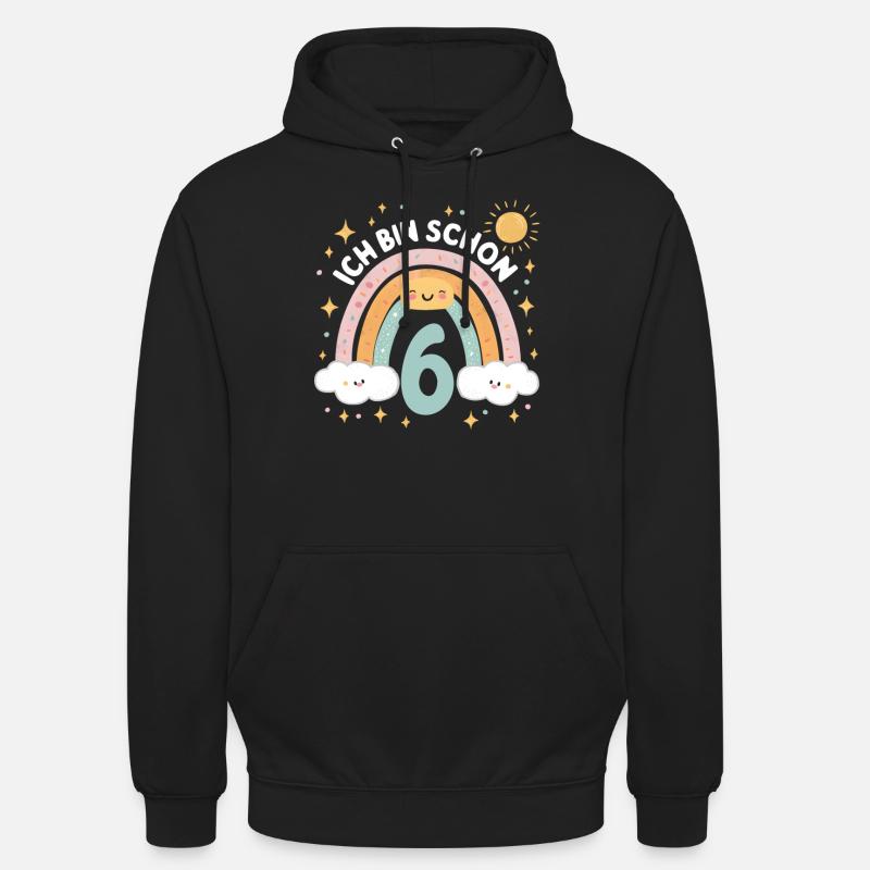 6. Geburtstag Geburtstagsshirt Regenbogen Wolke - Unisex Hoodie - Schwarz
