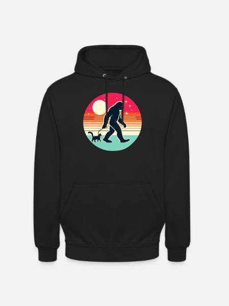 Bigfoot Cat Funny Pictures - Unisex Hoodie - black