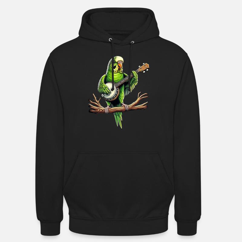 Budgie Budgie Perroquet Bluegrass Banj - Sweat-shirt à capuche unisexe - noir