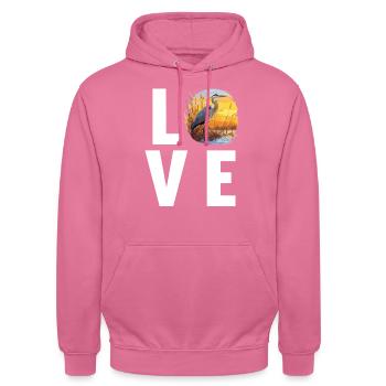 Heron Reiher - Unisex Hoodie - Pink - Vorne - Alina (178cm) & Michal (187cm)