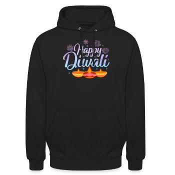 Happy Diwali - Unisex Hoodie - Schwarz - Vorne - Alina (178cm) & Michal (187cm)