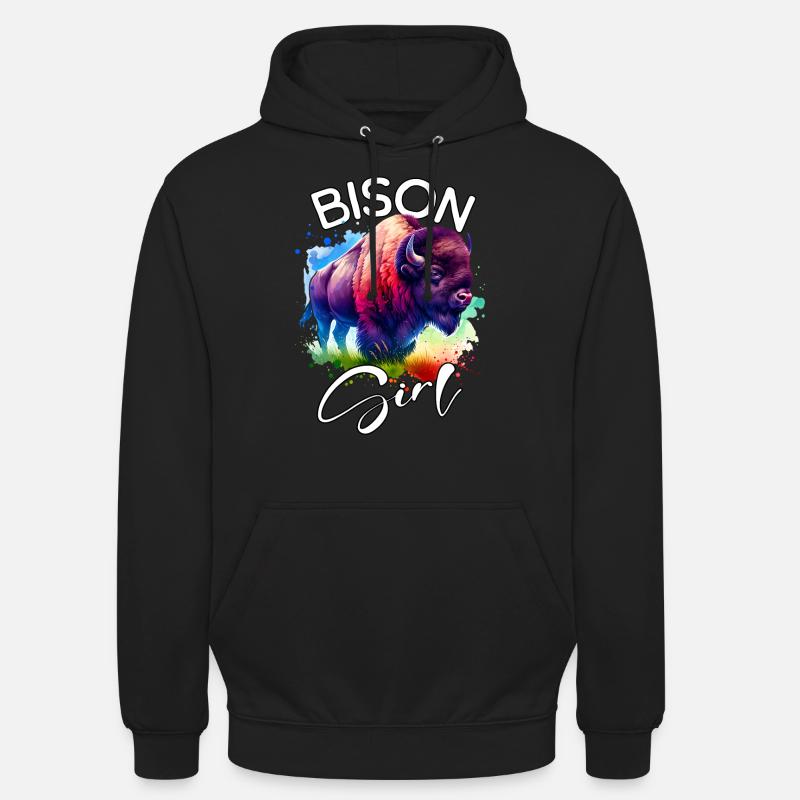 Bison Fille Buffle - Sweat-shirt à capuche unisexe - noir