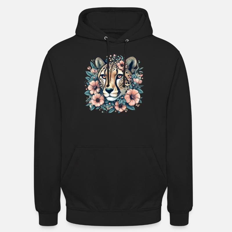 Guépard Fleurs de guépard - Sweat-shirt à capuche unisexe - noir