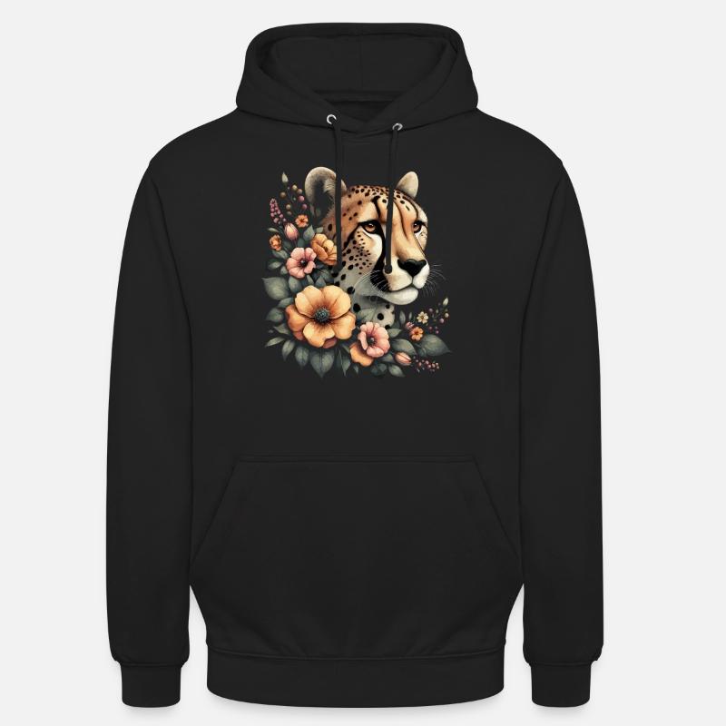 Guépard Fleurs de guépard - Sweat-shirt à capuche unisexe - noir