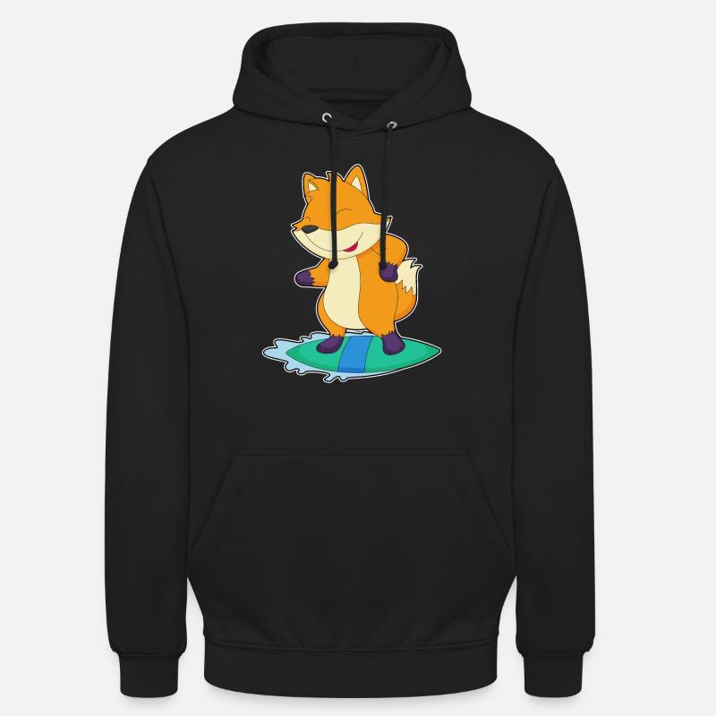 Fox Surfer Surfboard - Unisex Hoodie - black
