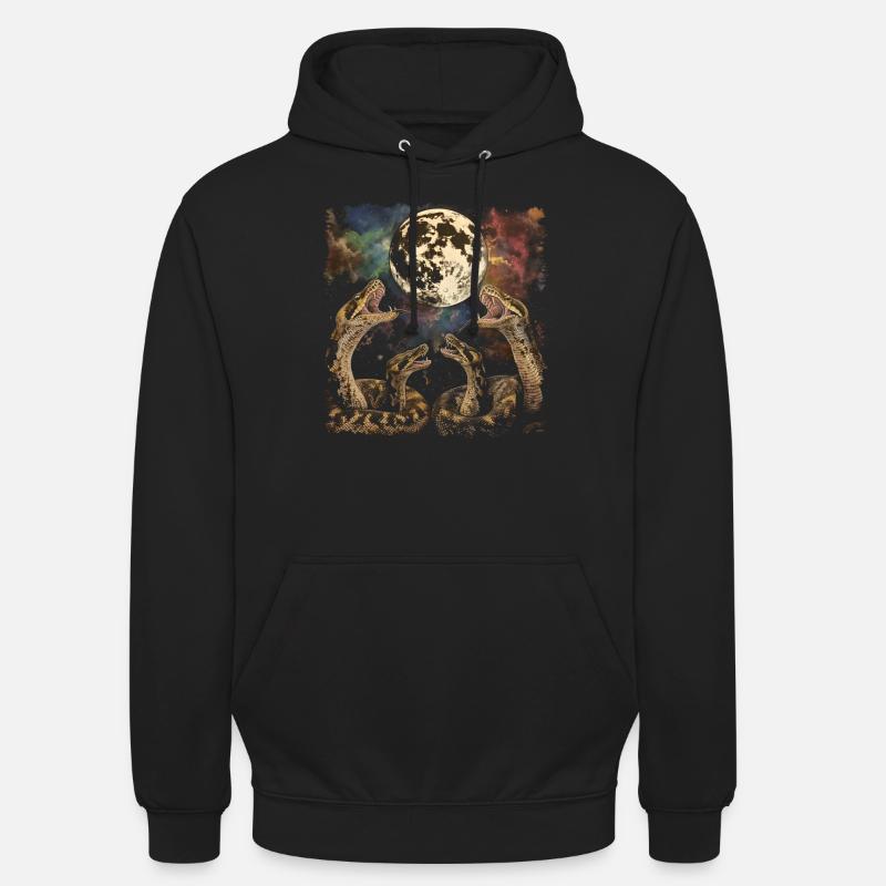 Kugelpython Schlange Heulender Mond - Unisex Hoodie - Schwarz
