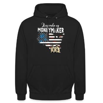 Geldverdiener US - Unisex Hoodie - Schwarz - Vorne - Alina (178cm) & Michal (187cm)