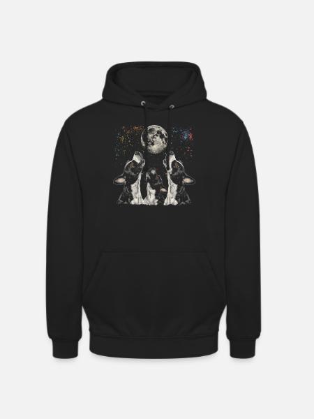 Boston Terrier Dog Howling Moon - Unisex Hoodie - black