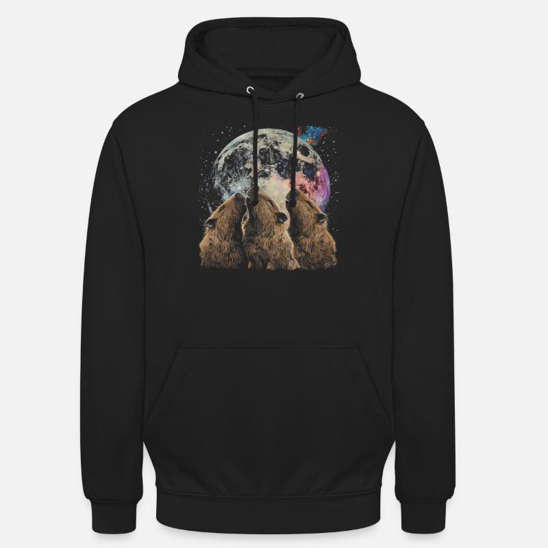 Capybara Capibara Heulender Mond - Unisex Hoodie - Schwarz