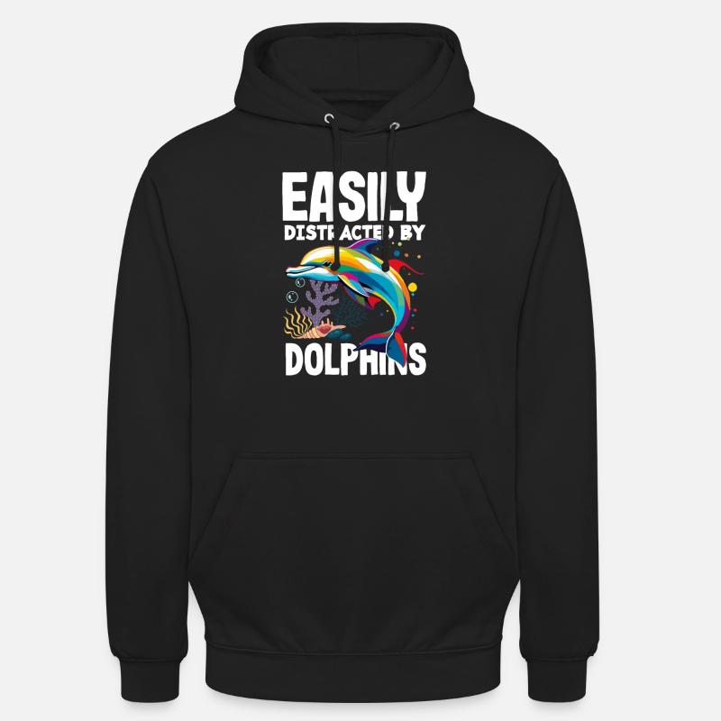 Se distrae fácilmente con los delfines - Sudadera con capucha unisex - negro