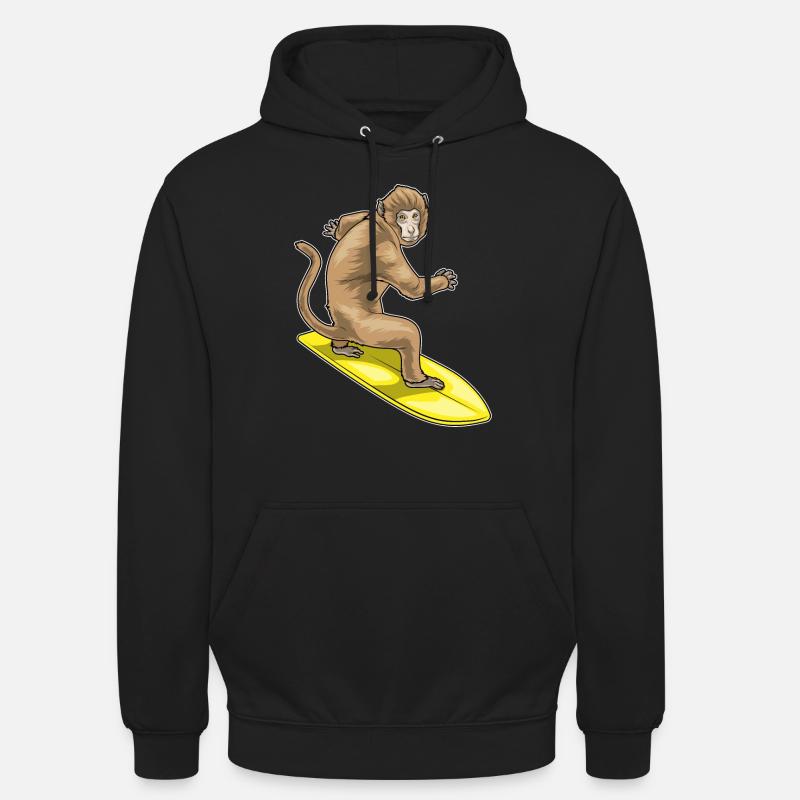 Planche de surf Monkey Surfer - Sweat-shirt à capuche unisexe - noir