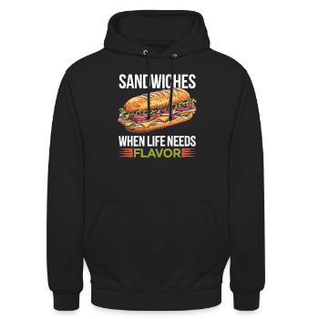 Sandwiches When Life Needs Flavor - Unisex Hoodie - Schwarz - Vorne - Alina (178cm) & Michal (187cm)