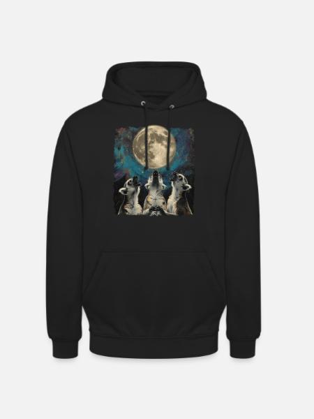 Lemur Ringtail Howling Moon - Unisex Hoodie - black