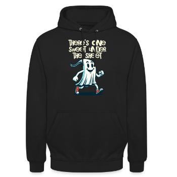 Last Minute Kostüm Unheimliches Halloween - Unisex Hoodie - Schwarz - Vorne - Alina (178cm) & Michal (187cm)