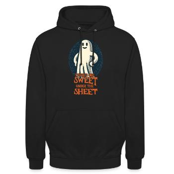 Last Minute Kostüm Unheimliches Halloween - Unisex Hoodie - Schwarz - Vorne - Alina (178cm) & Michal (187cm)