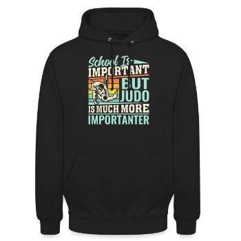 L’école est importante, mais le judo est beaucoup plus important - Sweat-shirt à capuche unisexe - noir - Devant - Alina (178cm) & Michal (187cm)