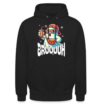 Unheimliches Halloween Gespenst Bruh - Unisex Hoodie - Schwarz - Vorne - Alina (178cm) & Michal (187cm)