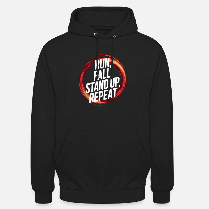courir tomber debout répéter - Sweat-shirt à capuche unisexe - noir