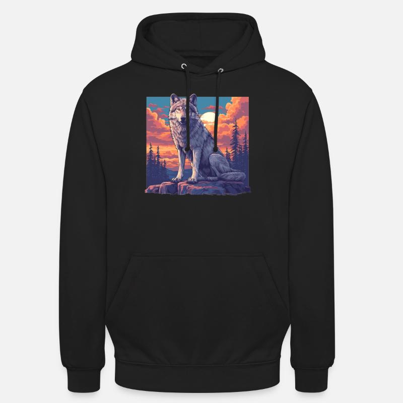 Wölfe Wolf - Unisex Hoodie - Schwarz