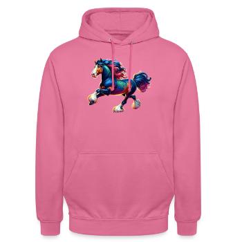 Shire Horse Pferd - Unisex Hoodie - pink - Front - Alina (178cm) & Michal (187cm)