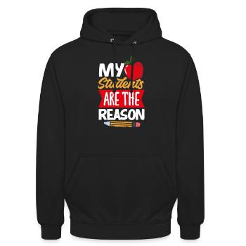 Lustiges Lehrer Lehrerinnen Geschenk - Unisex Hoodie - Schwarz - Vorne - Alina (178cm) & Michal (187cm)