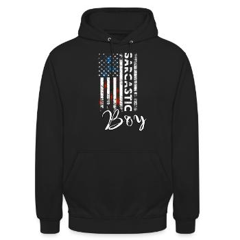 Sarkastischer Junge - Unisex Hoodie - Schwarz - Vorne - Alina (178cm) & Michal (187cm)