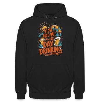 Tag Trinken Lustiger Humor Zitat Retro Stil - Unisex Hoodie - Schwarz - Vorne - Alina (178cm) & Michal (187cm)