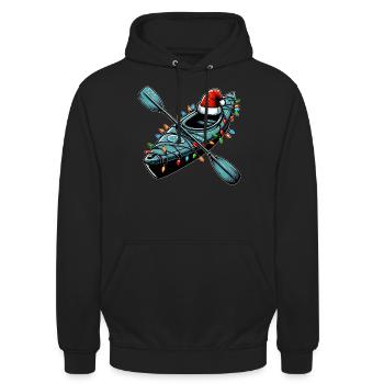 Kajakfahren Kajakfahrer Weihnachtsmütze Xmas - Unisex Hoodie - Schwarz - Vorne - Alina (178cm) & Michal (187cm)